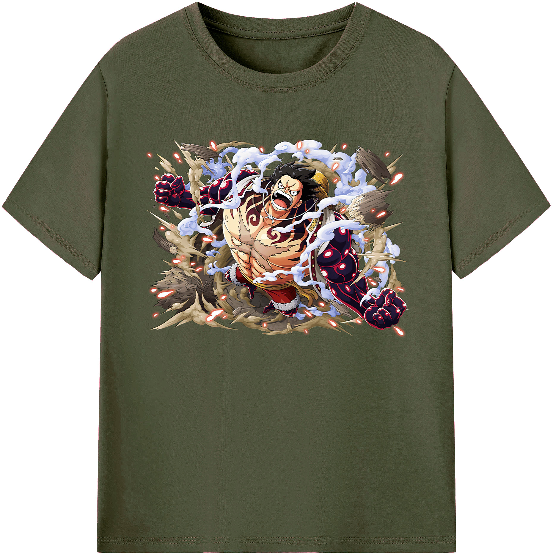 ワンピース モンキー・D・ルフィ ONE PIECE Monkey D. Luffy 綿100％ メンズ半袖Tシャツ｜肌触りやわらか＆通気性